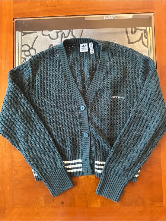 adidas Sweaters - Adidas Women's Dark Green Knit Button-Up Cardigan